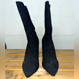 JustFab - Black Stiletto Heel Sock Boots - US Women's 8